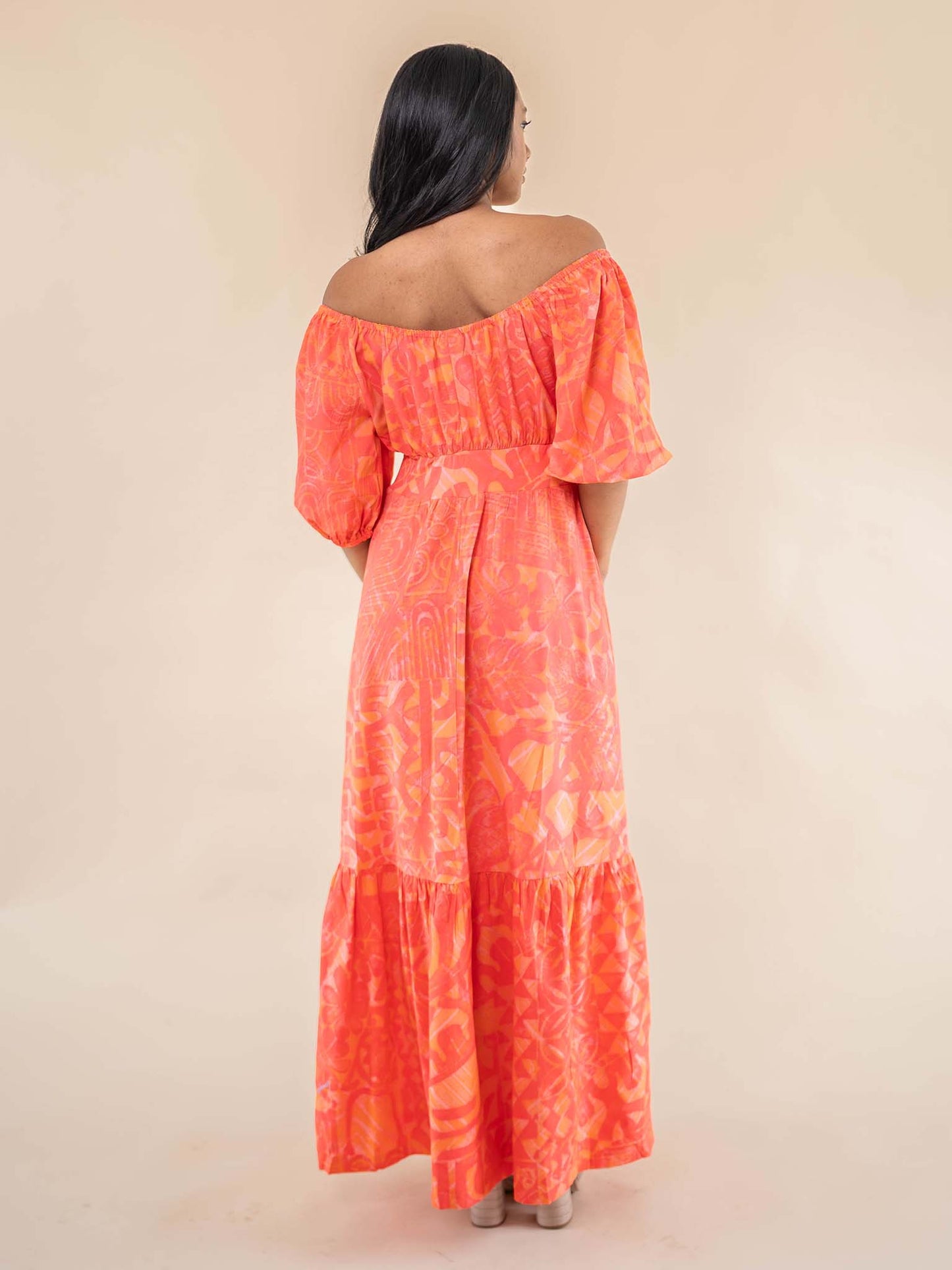 Sheena Dress Long - Apricot