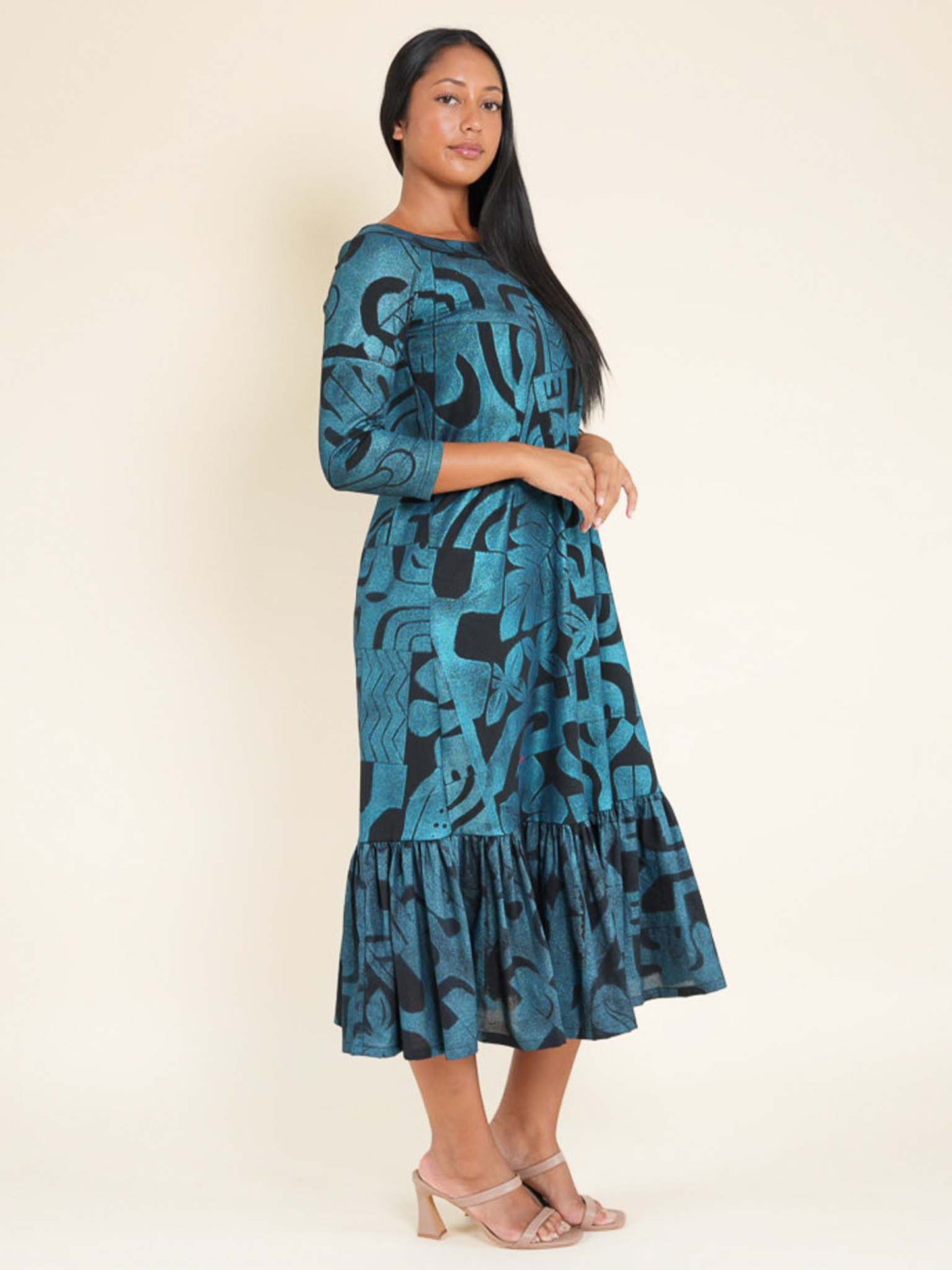 Hinanui Dress - Turquoise Pearl