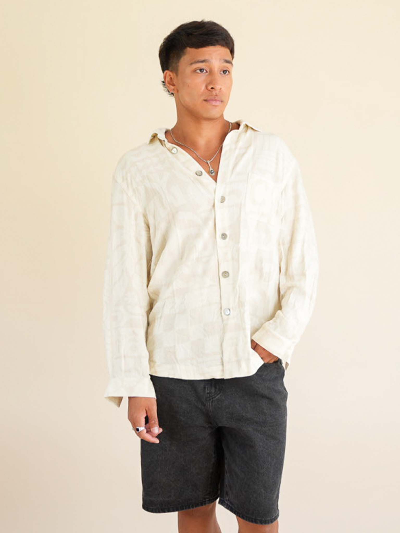 chinese dress ladies Hang Ten Men's Sunday Linen Long Sleeve Shirt, Size Small main image 1