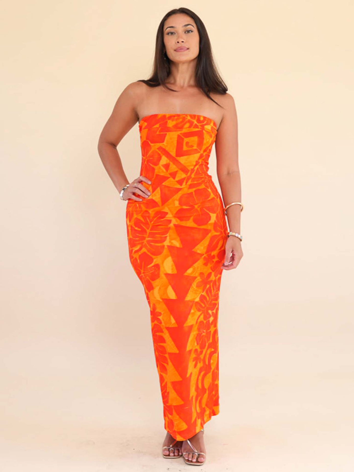 Mina Dress Long - Tangerine