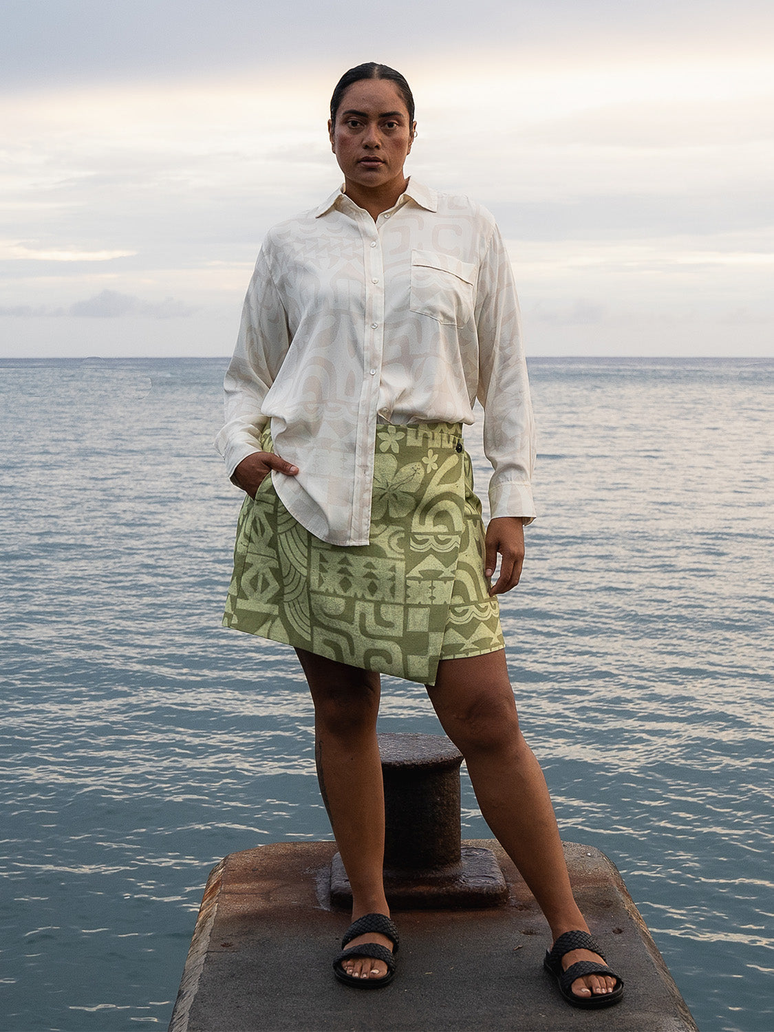 Hinatea Wrap Skirt - Olive