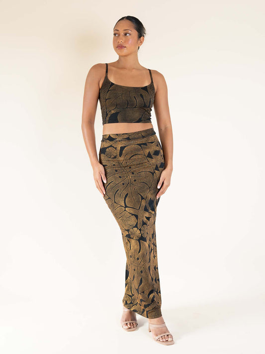 Mahina Skirt Long - Gold/Black