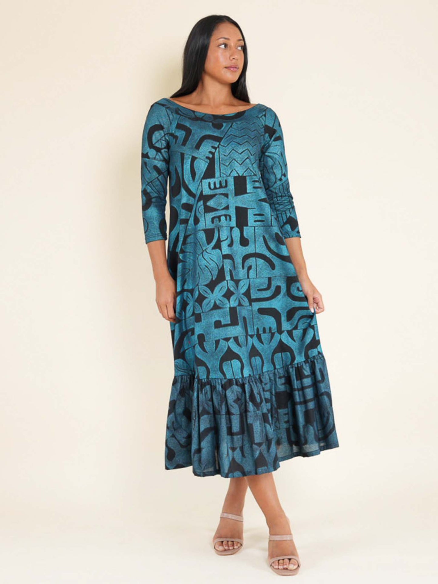 Hinanui Dress - Turquoise Pearl