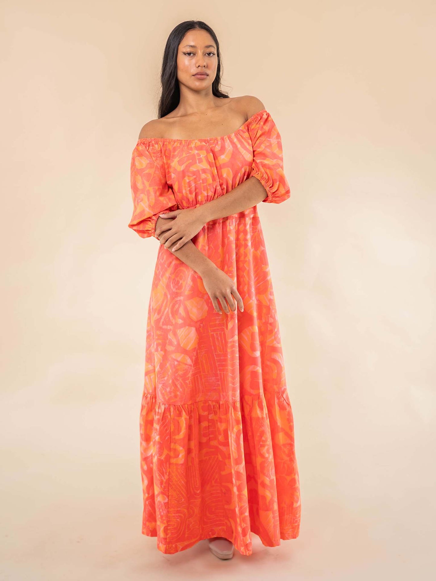 Sheena Dress Long - Apricot