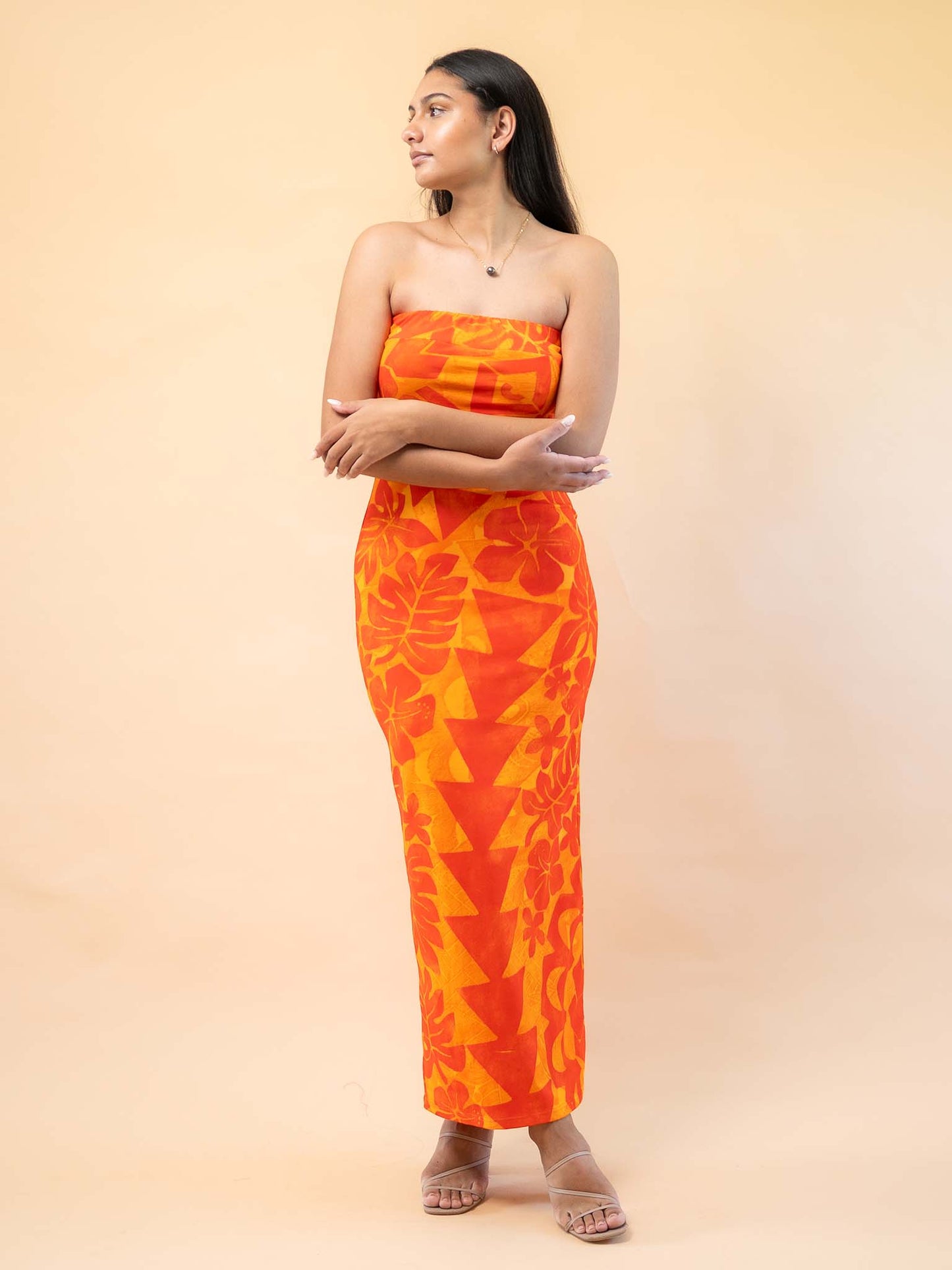 Mina Dress Long - Tangerine