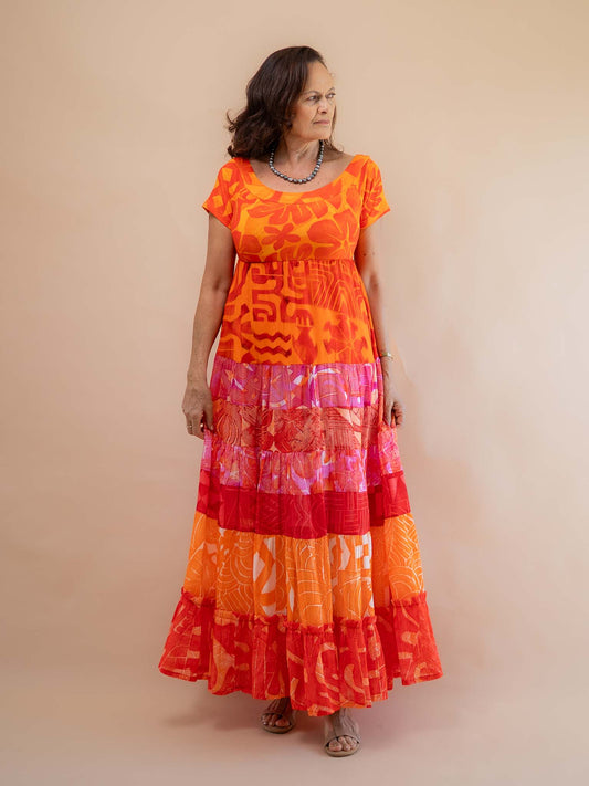 Tiare Dress Long - Tangerine