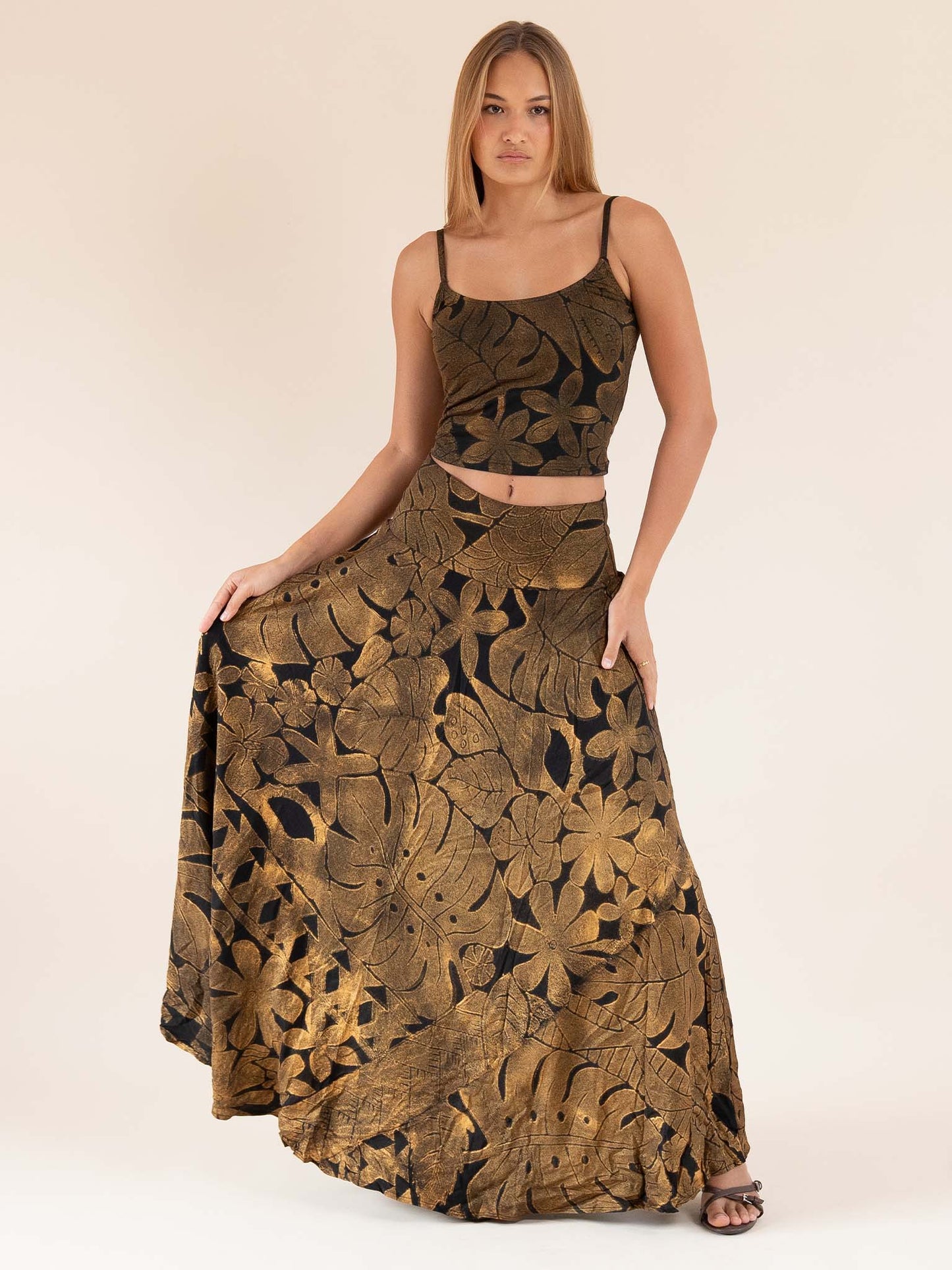 Kau'i Skirt - Black/Gold