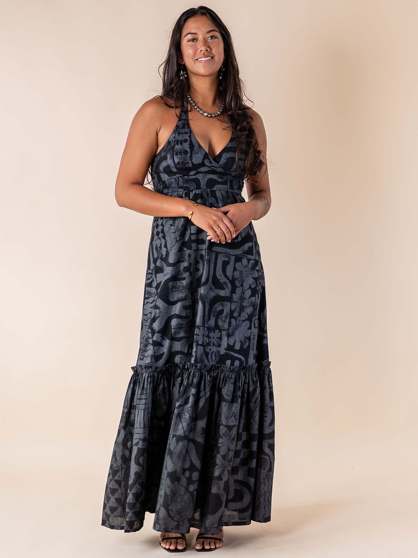 Avarua Dress Long - Tahitian Black Pearl