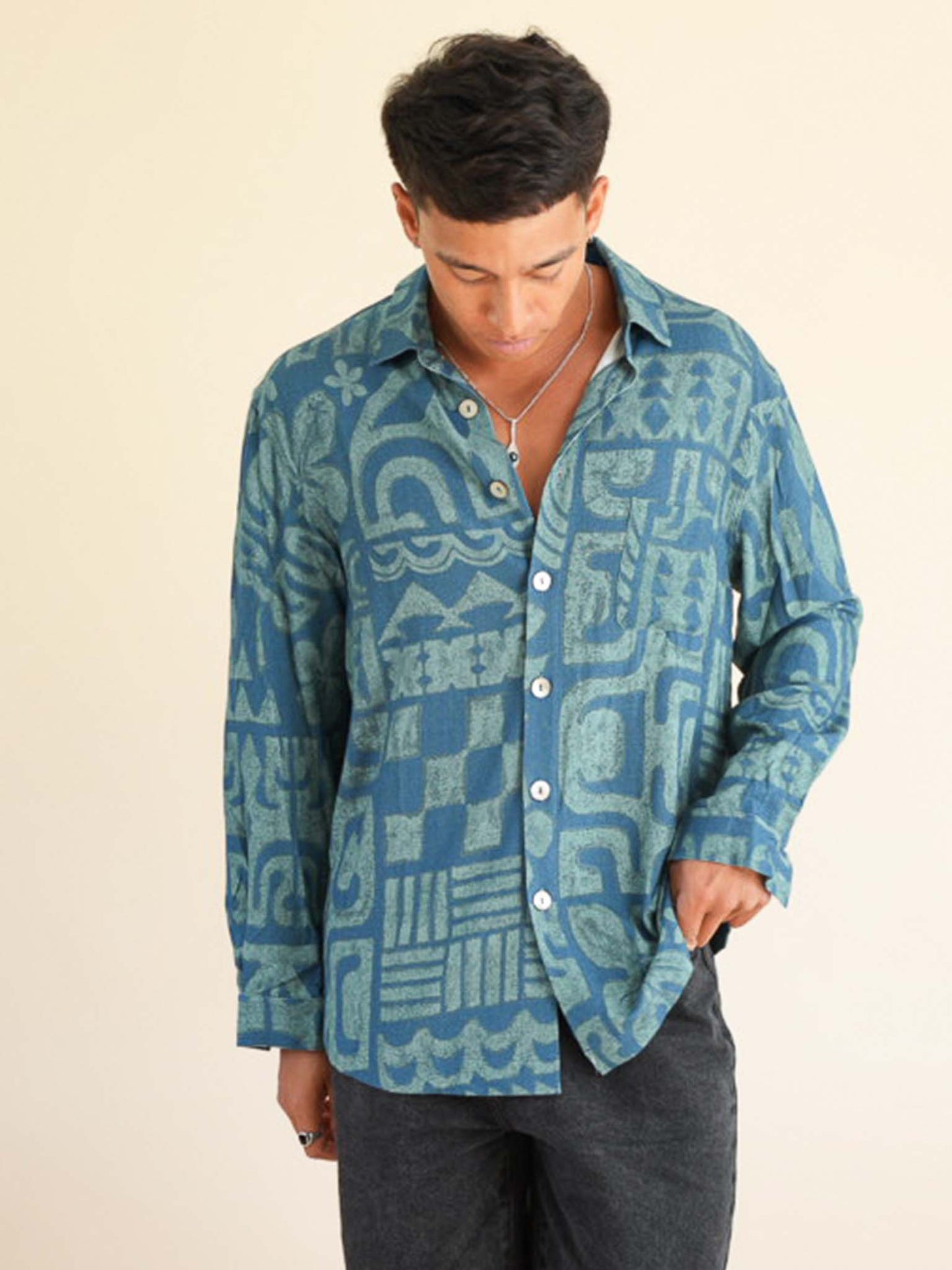 Tamavi Long Sleeve Shirt - Dark Turquoise