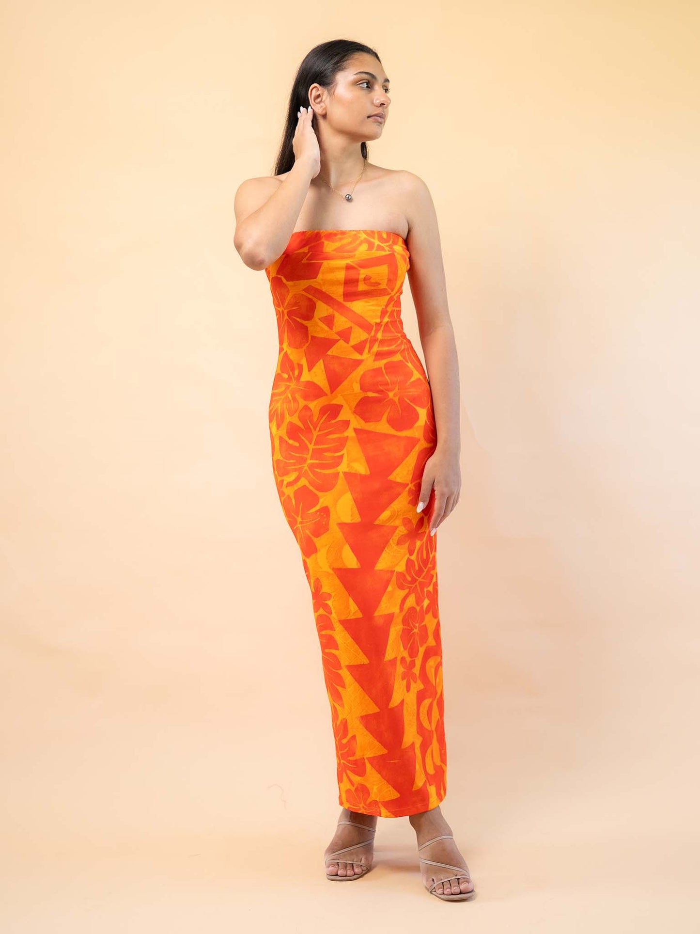 Mina Dress Long - Tangerine