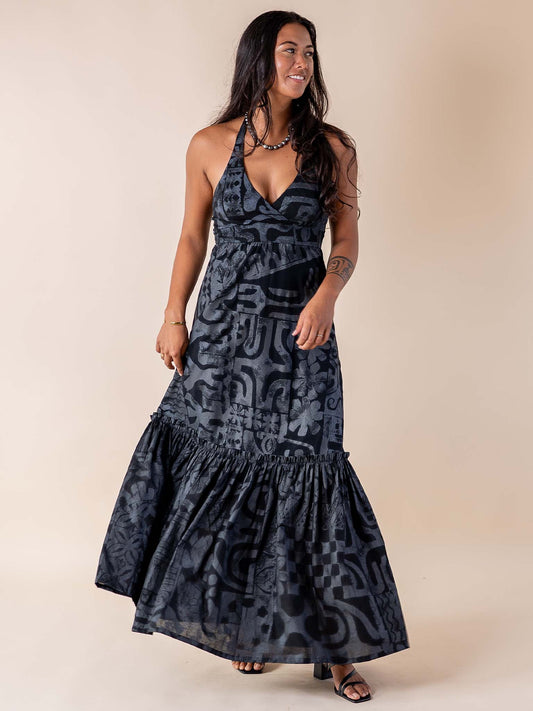 Avarua Dress Long - Tahitian Black Pearl
