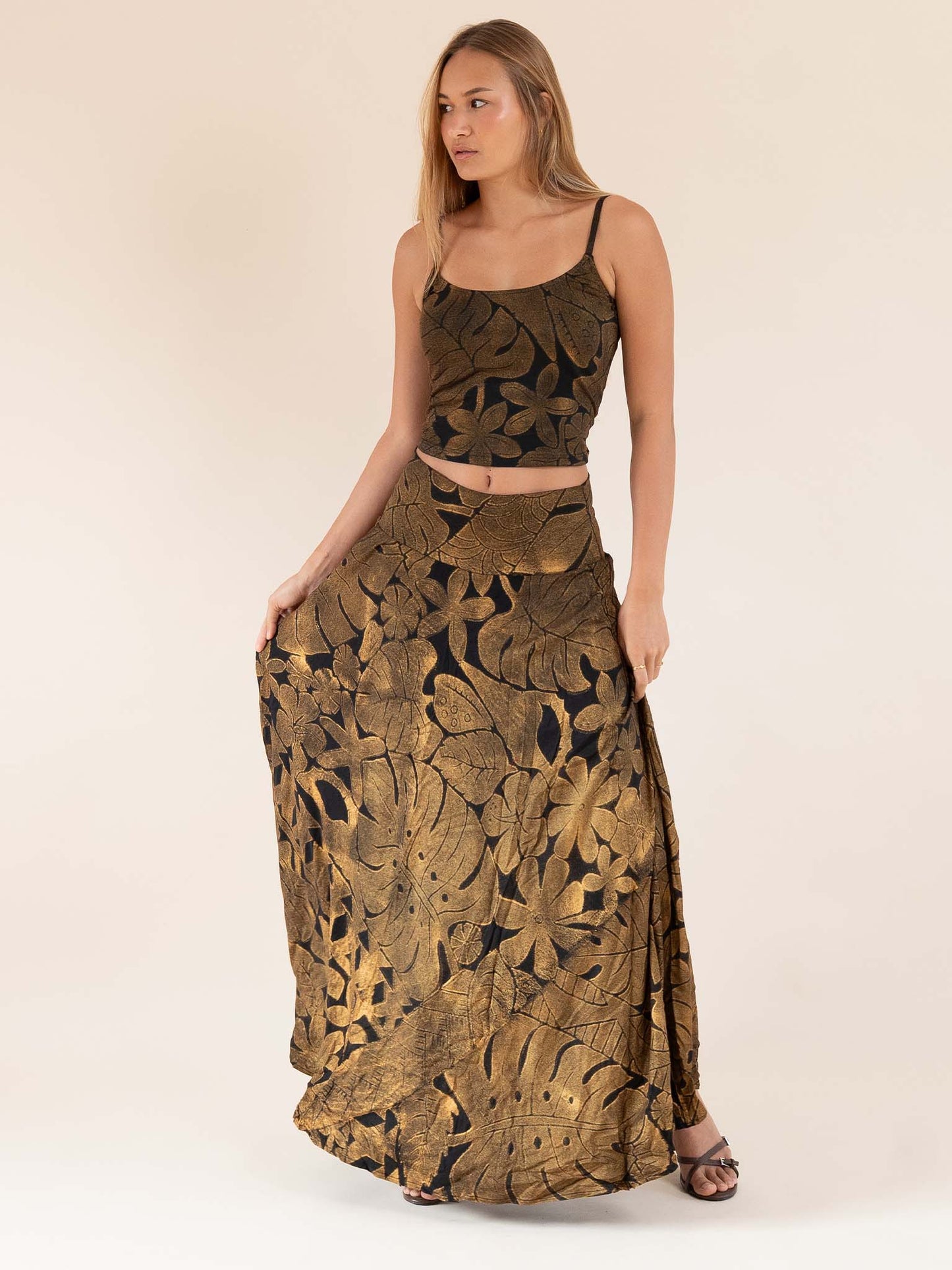 Kau'i Skirt - Black/Gold