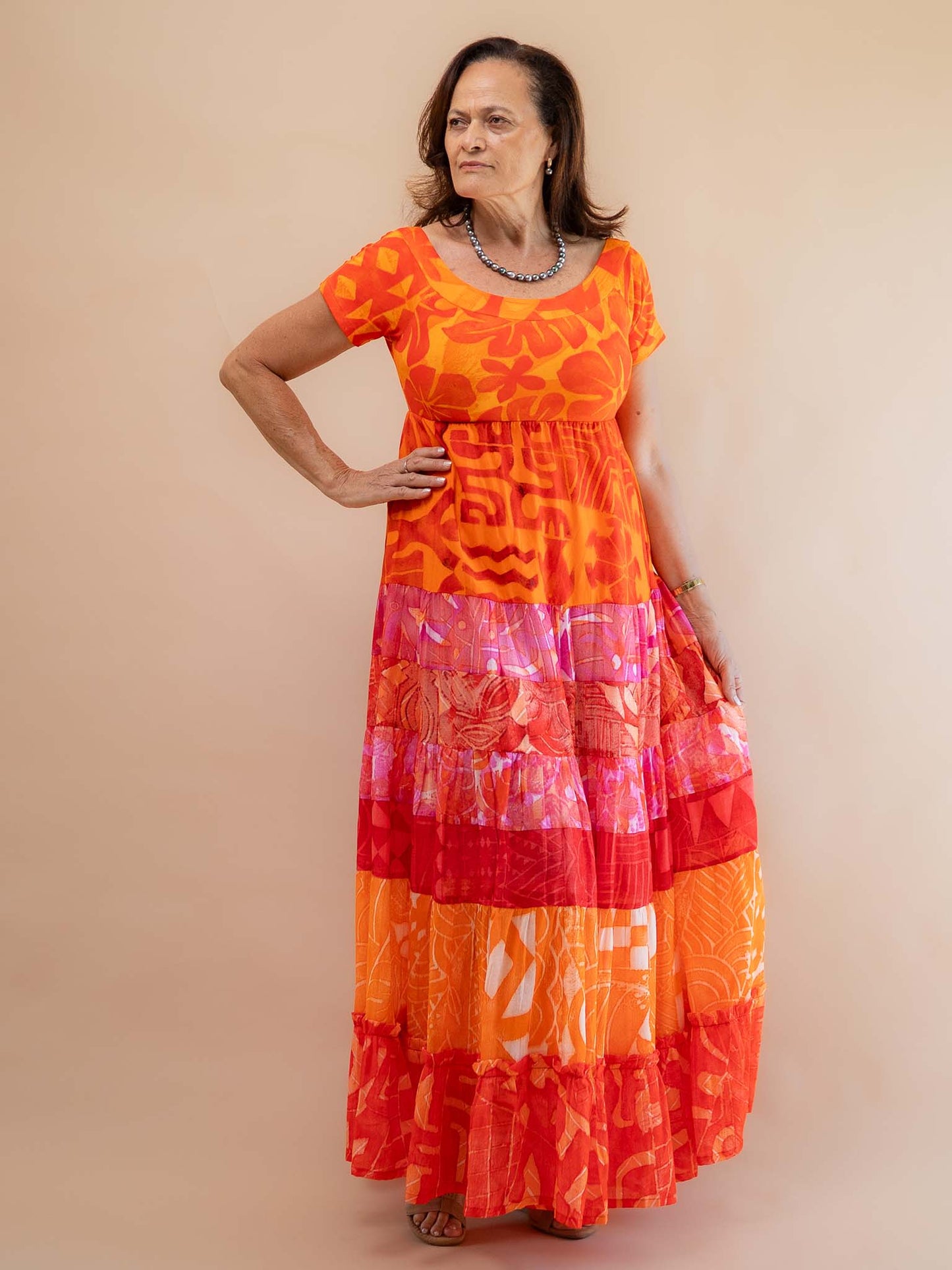 Tiare Dress Long - Tangerine