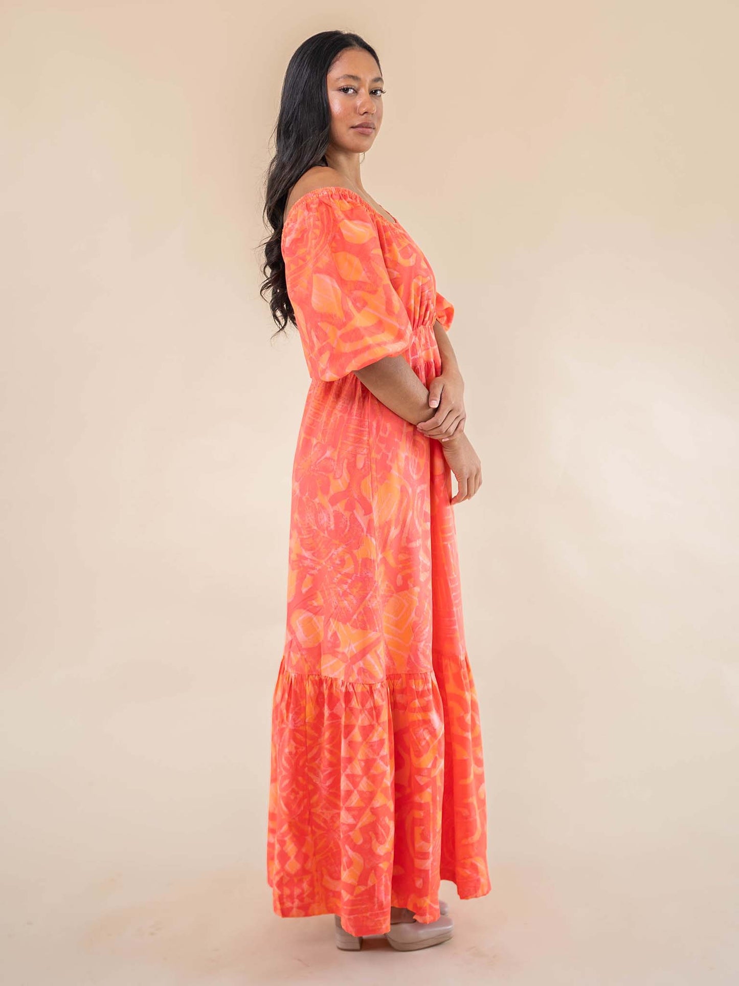 Sheena Dress Long - Apricot