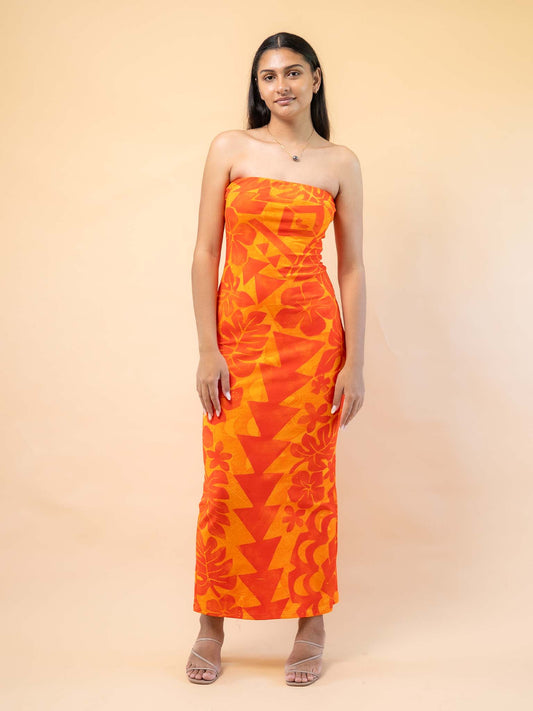 Mina Dress Long - Tangerine