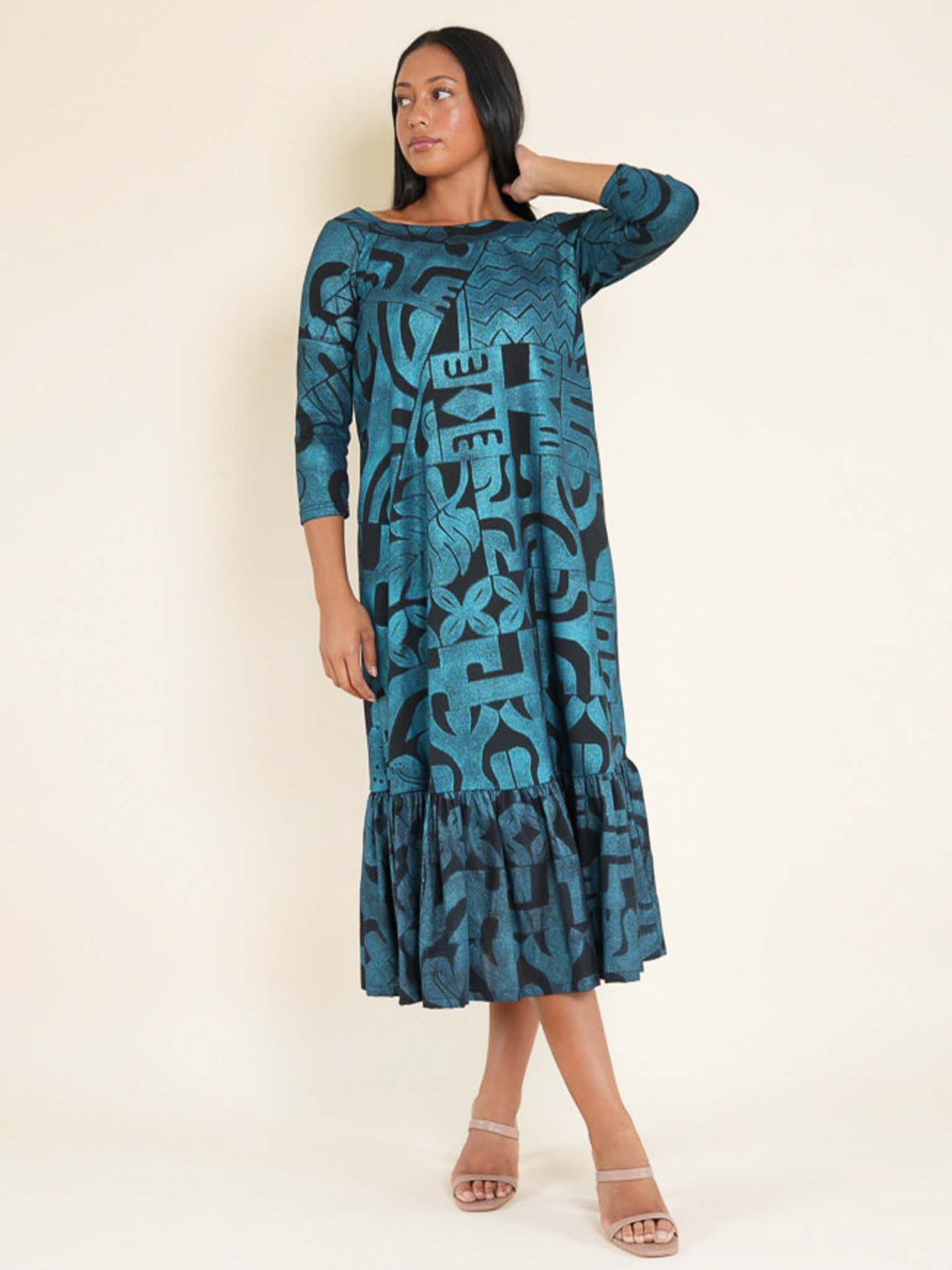 Hinanui Dress - Turquoise Pearl