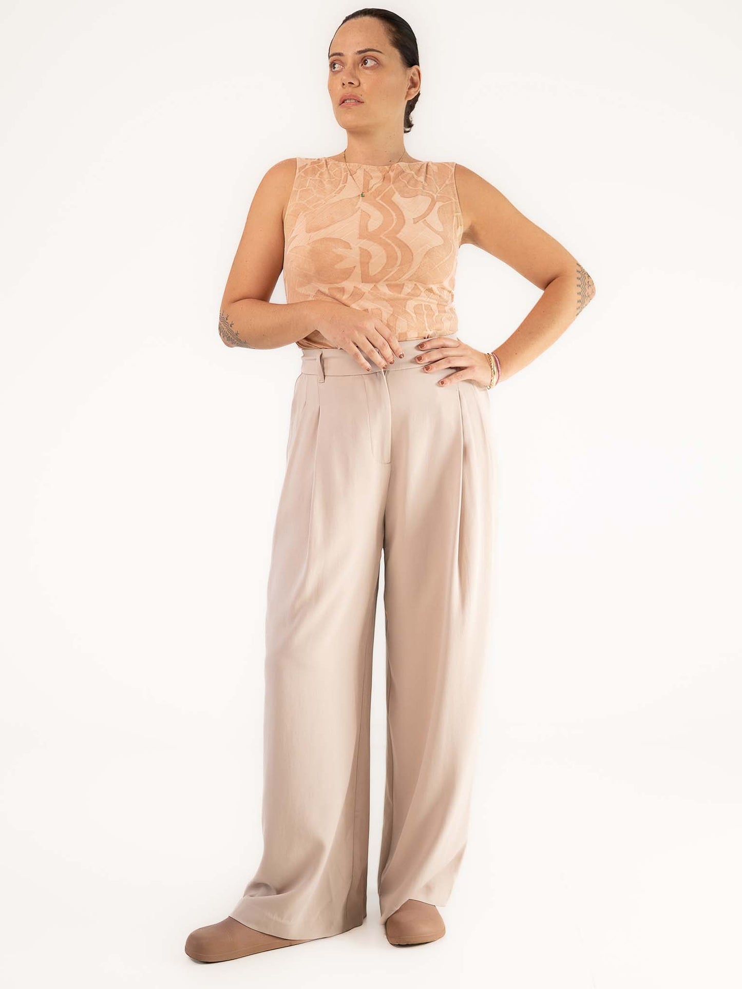 Moeana Pleat Pant - Beige