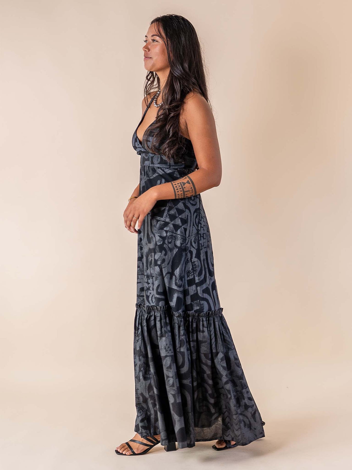 Avarua Dress Long - Tahitian Black Pearl