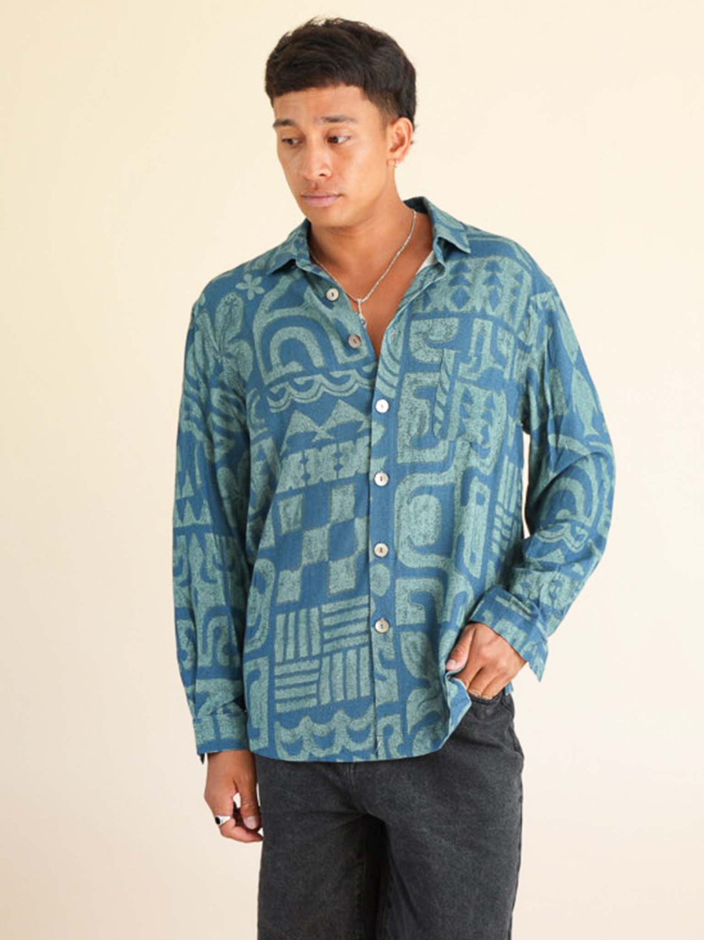 Tamavi Long Sleeve Shirt - Dark Turquoise