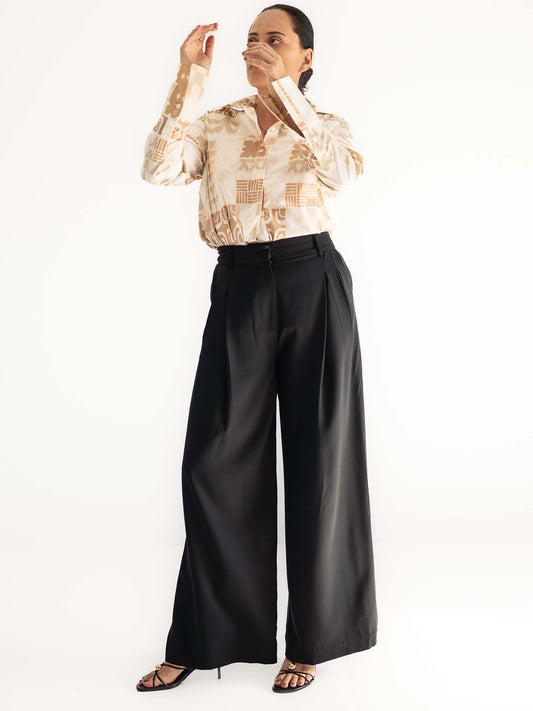 Moeana Pleat Pant - Black