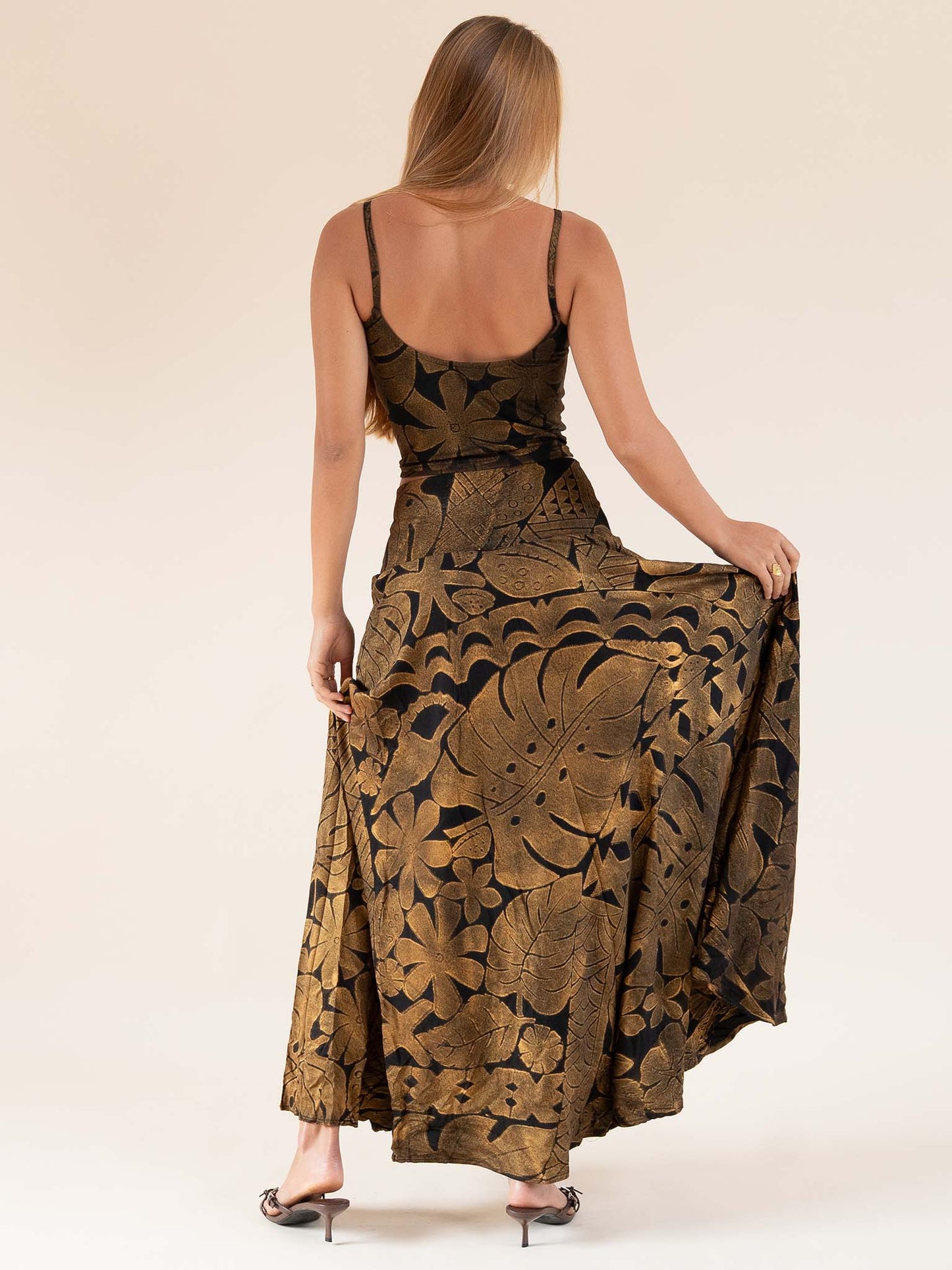 Kau'i Skirt - Black/Gold