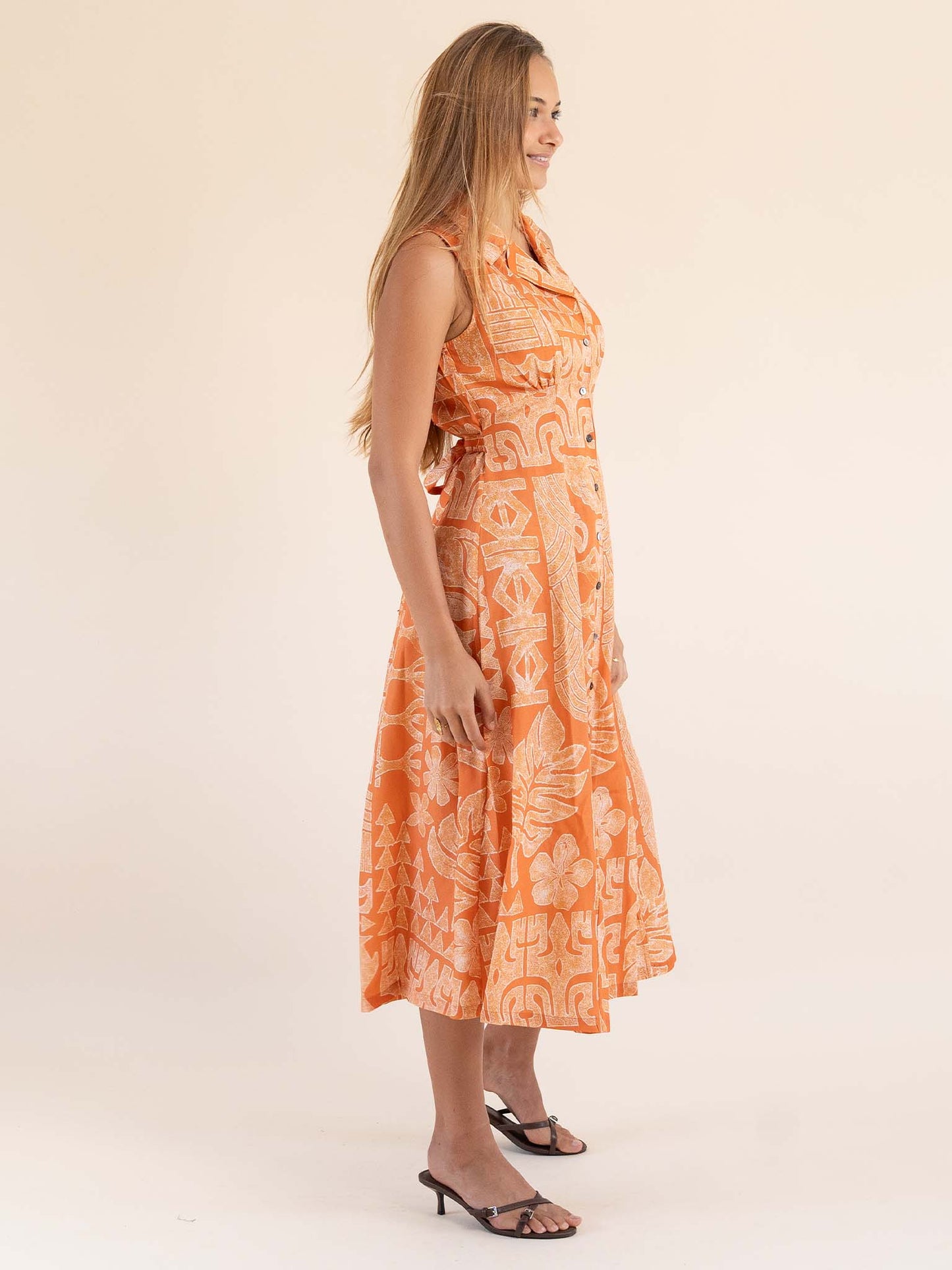 Pivai Button Dress - Clay