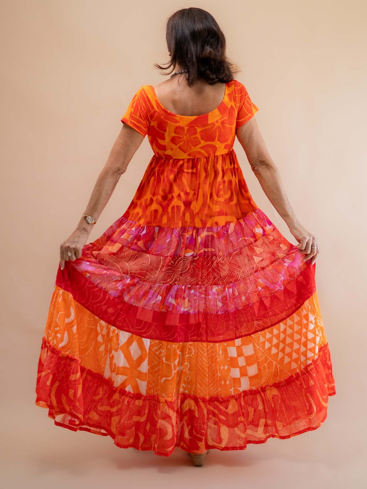 Tiare Dress Long - Tangerine