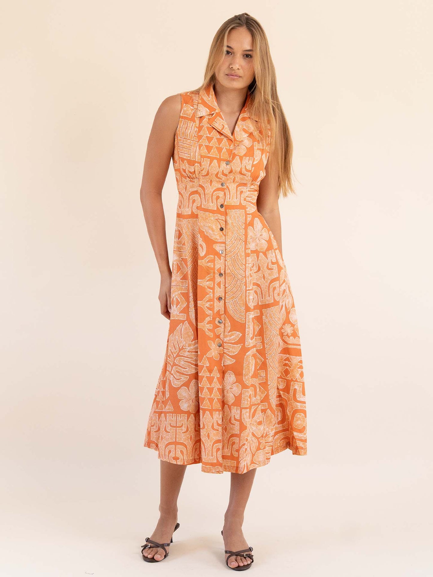 Pivai Button Dress - Clay