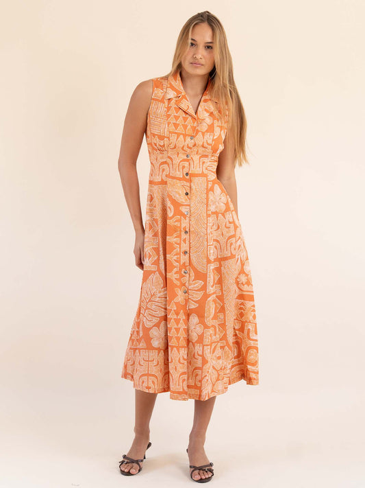Pivai Button Dress - Clay