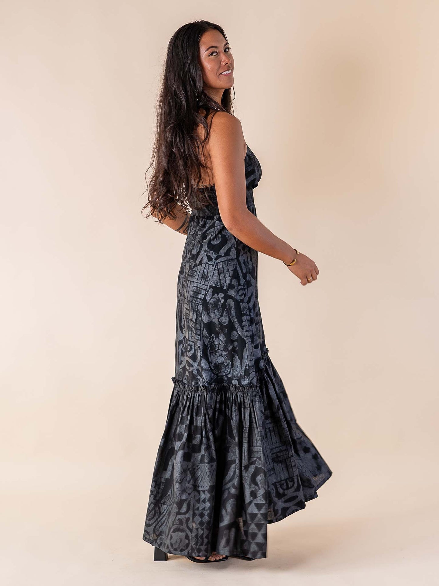 Avarua Dress Long - Tahitian Black Pearl