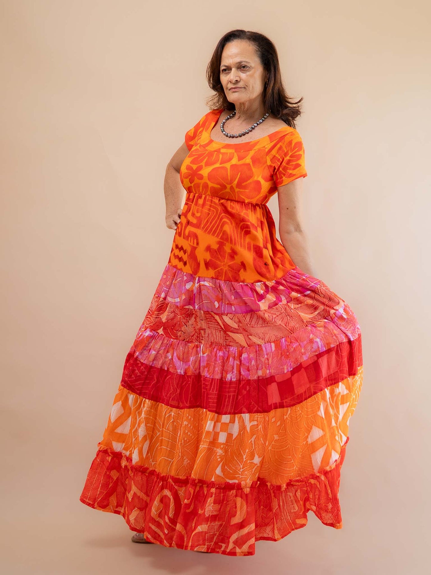 Tiare Dress Long - Tangerine
