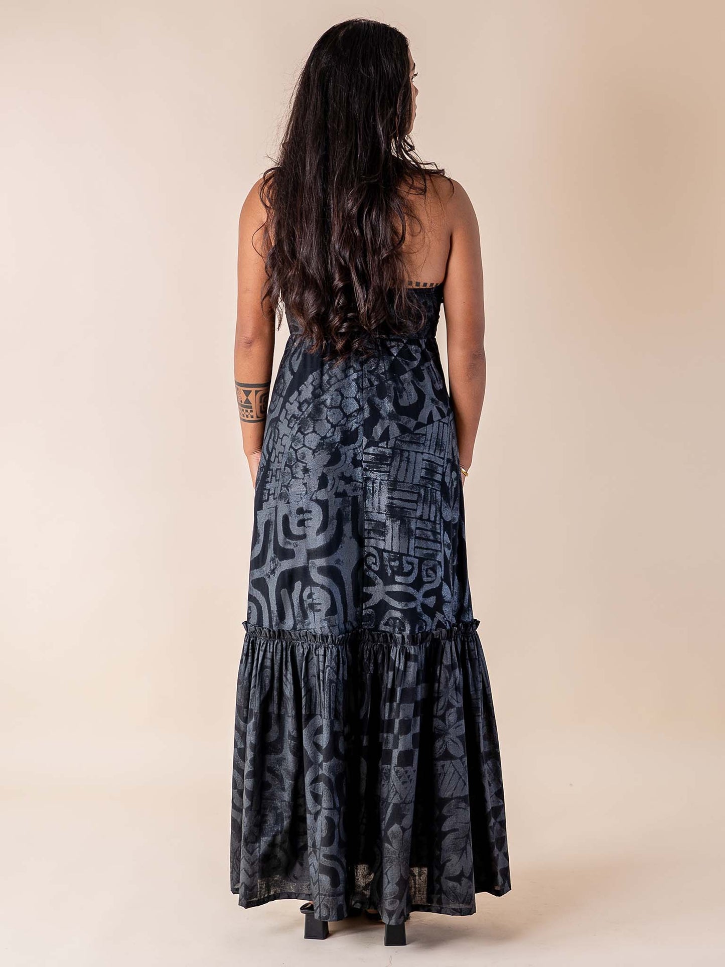 Avarua Dress Long - Tahitian Black Pearl