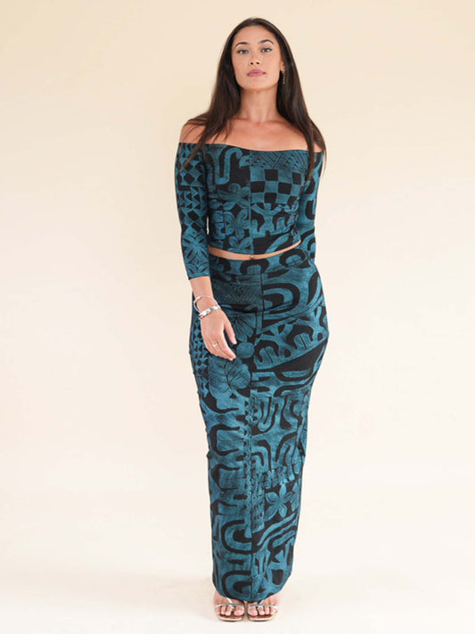 Mahina Skirt Long - Turquoise Pearl