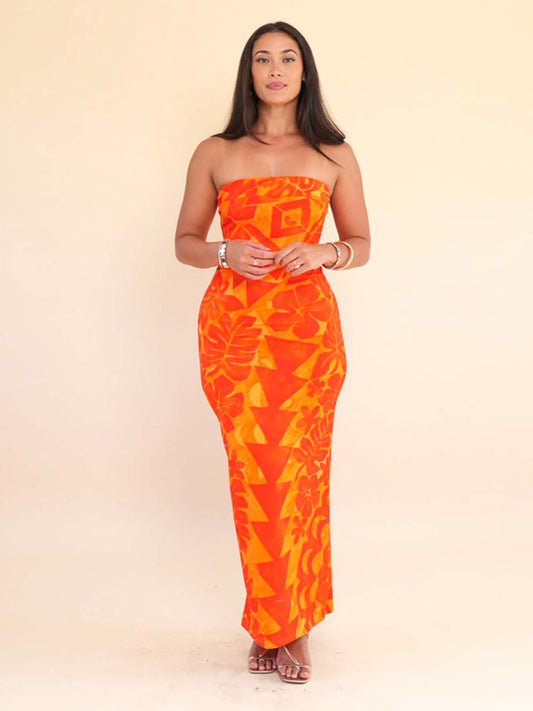 Mina Dress Long - Tangerine