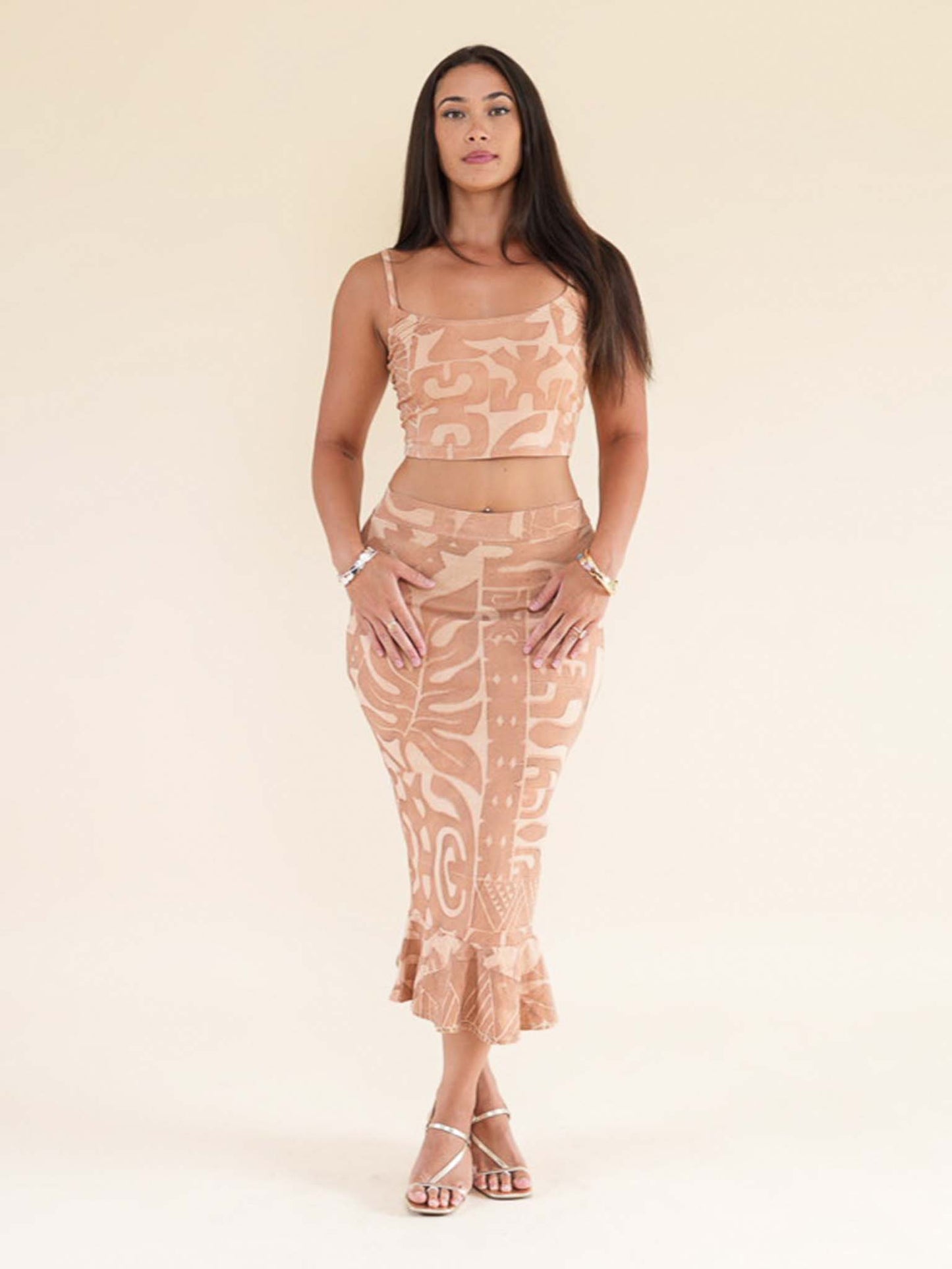 Mahina Flounce Skirt - Sandstone