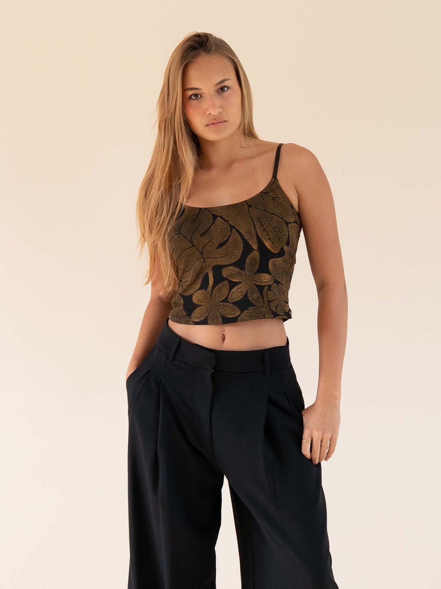 Hunaarii Drop Waist Top - Black/Gold
