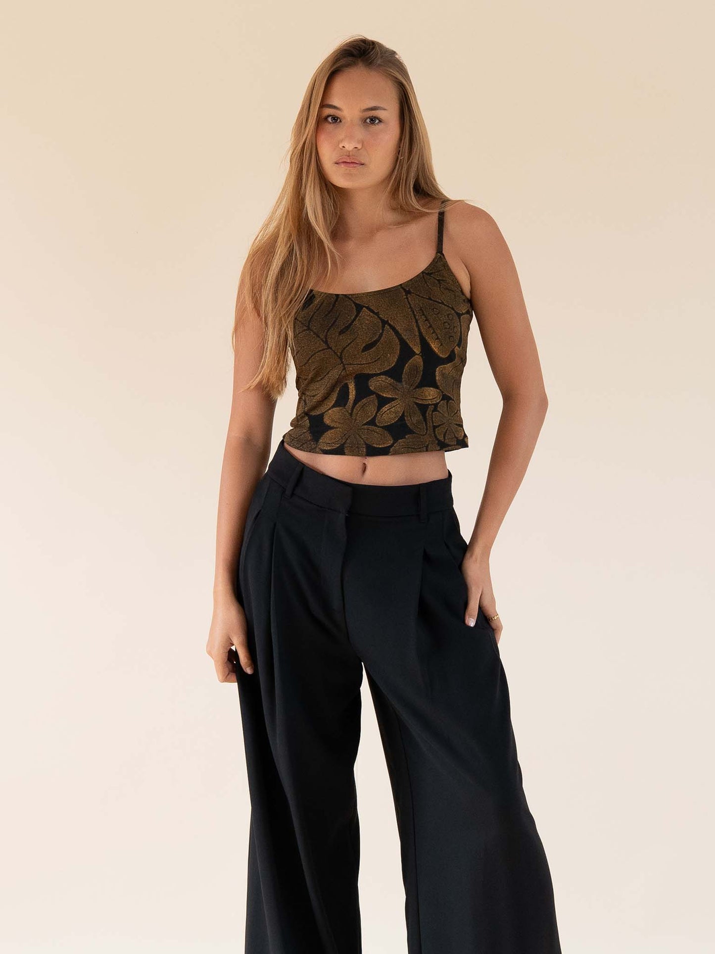 Hunaarii Drop Waist Top - Black/Gold