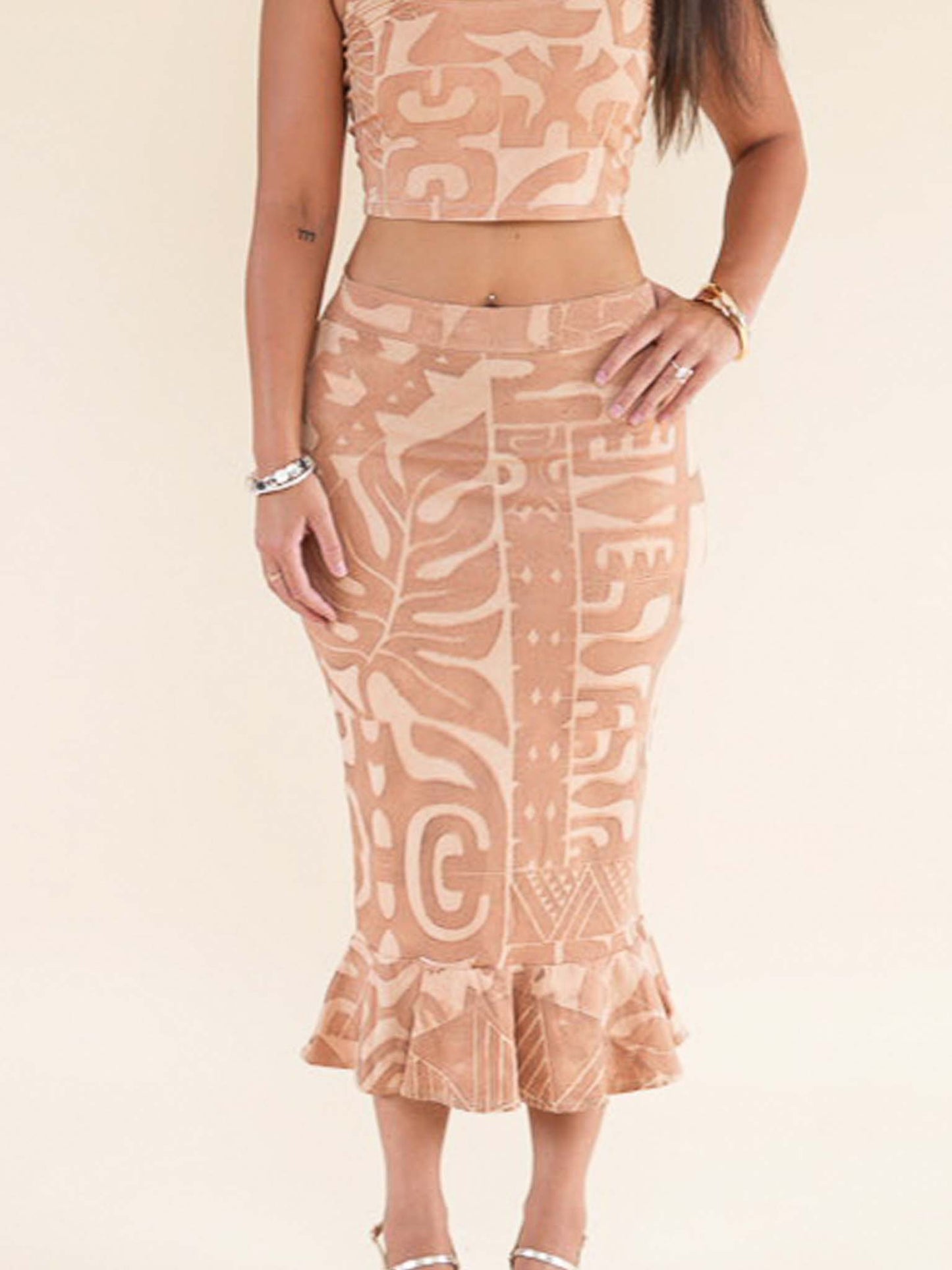Mahina Flounce Skirt - Sandstone