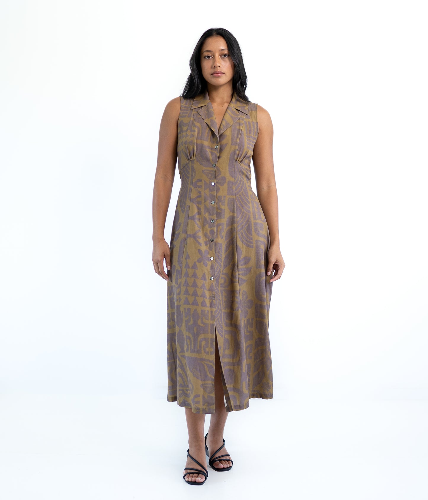 Pivai Button Dress - Brown