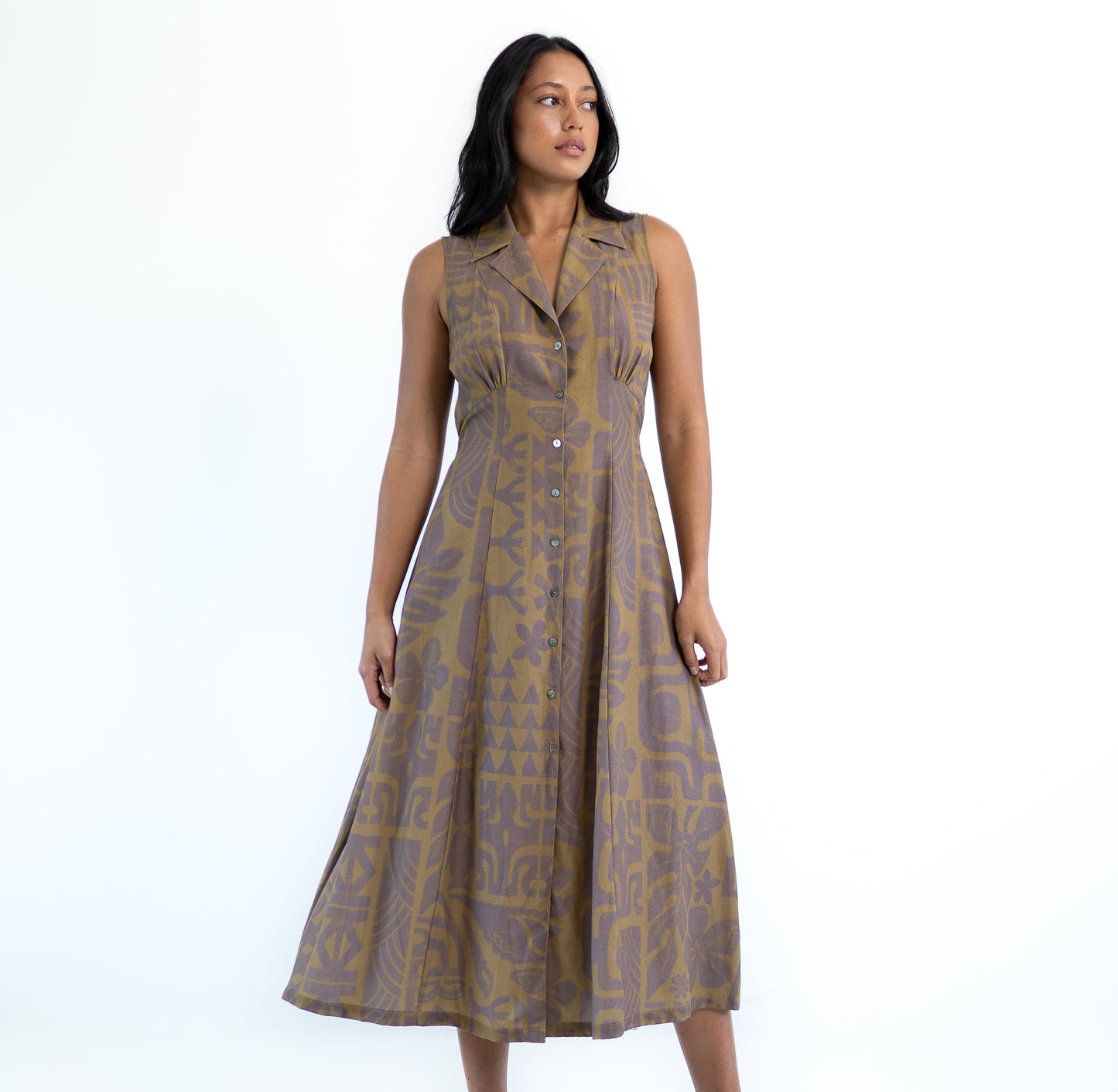 Pivai Button Dress - Brown