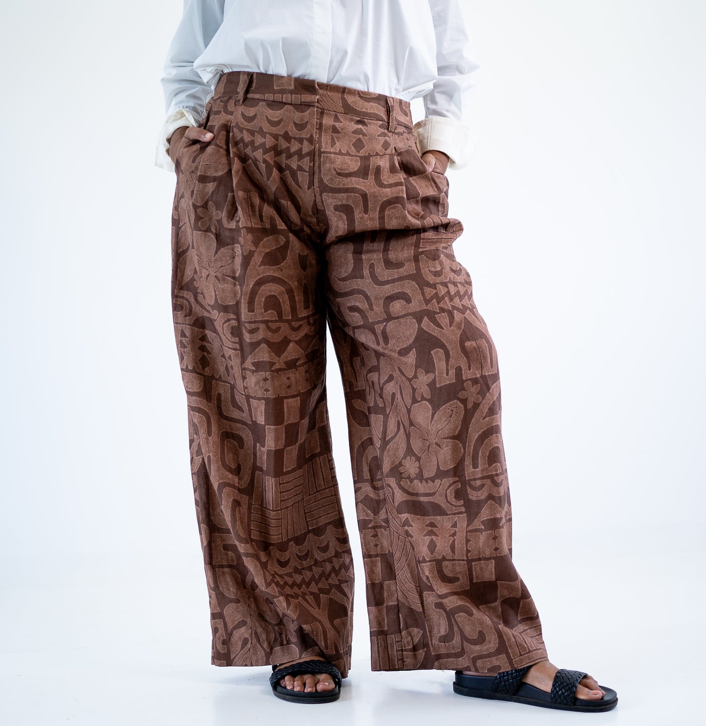 Moeana Linen Pleat Pant - Coco