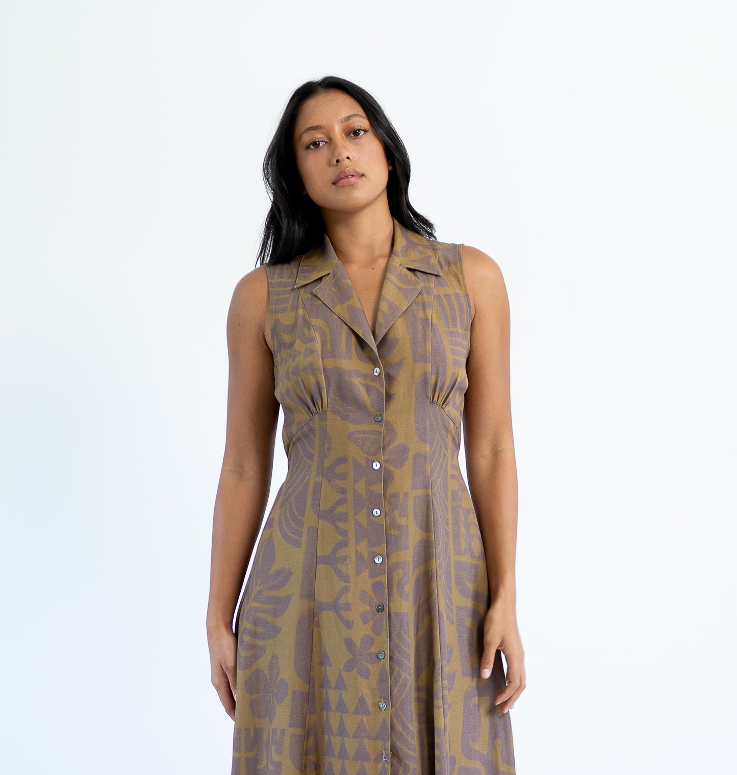 Pivai Button Dress - Brown