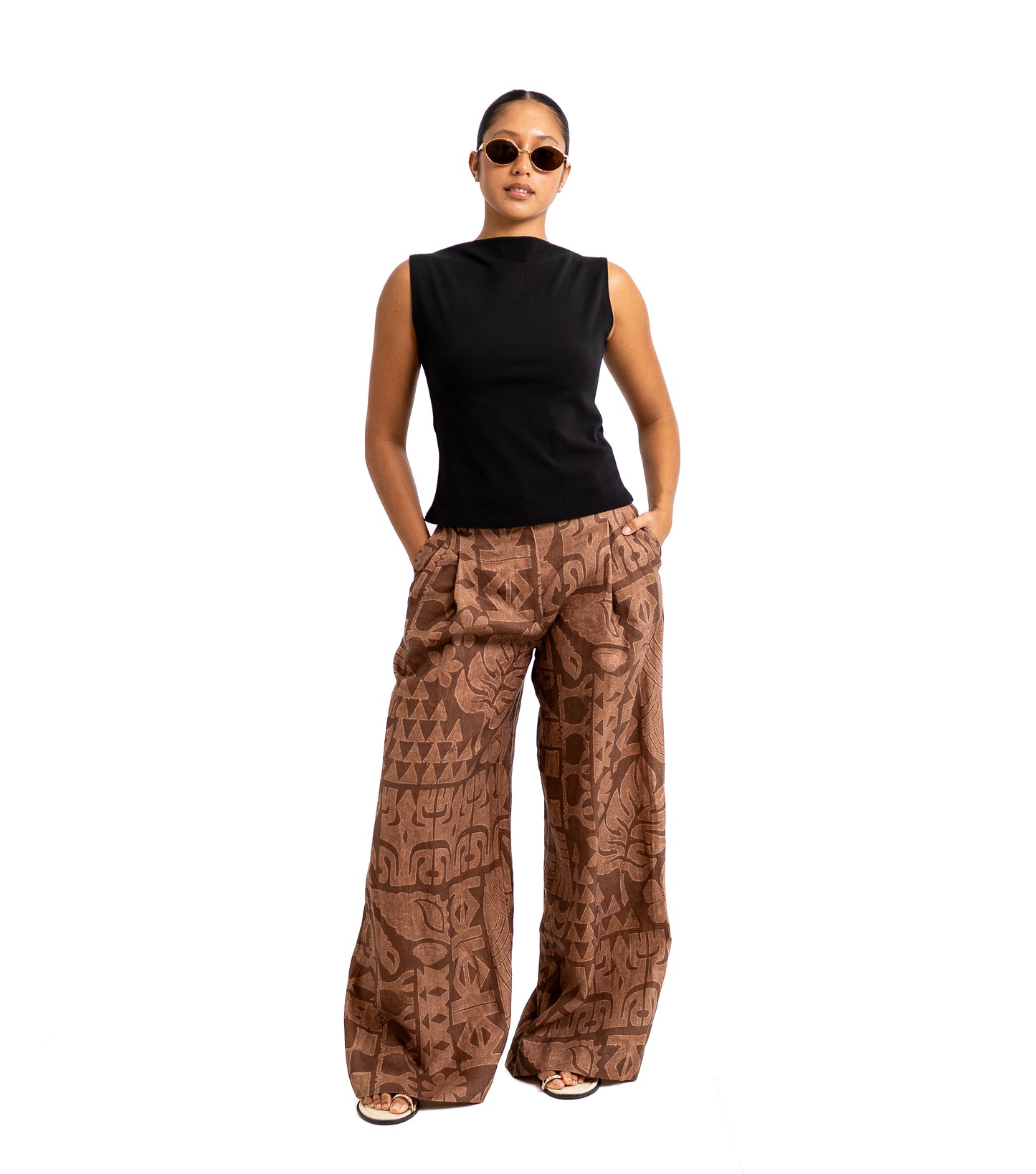 Moeana Linen Pleat Pant - Coco