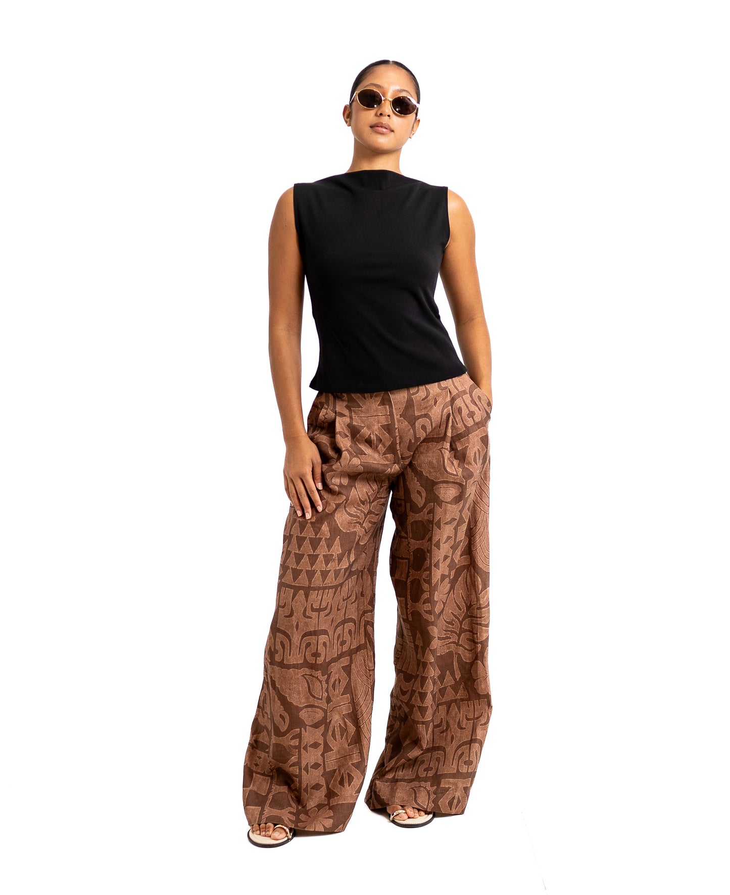 Moeana Linen Pleat Pant - Coco