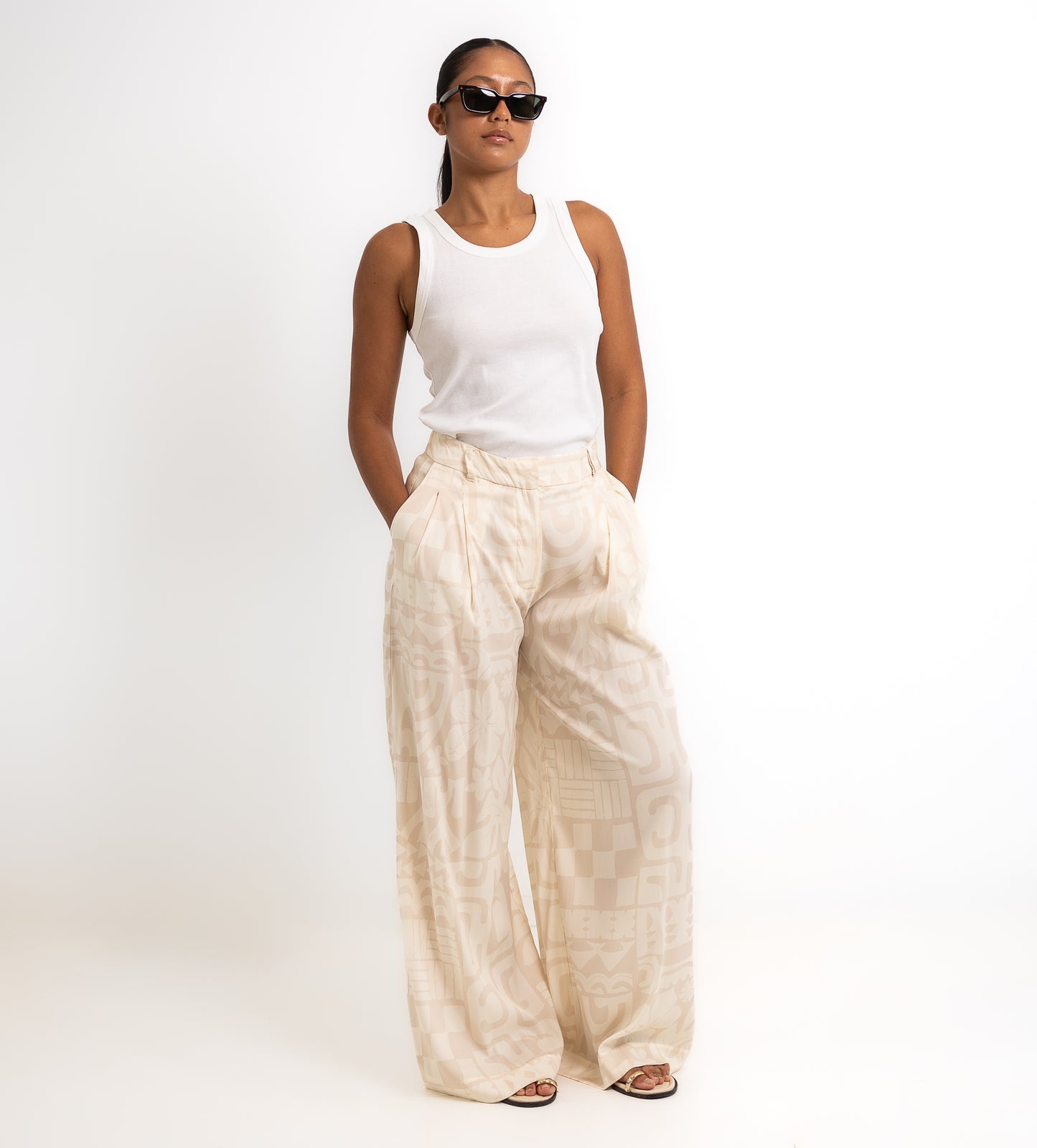 Moeana Cupro Pleat Pant - Cream