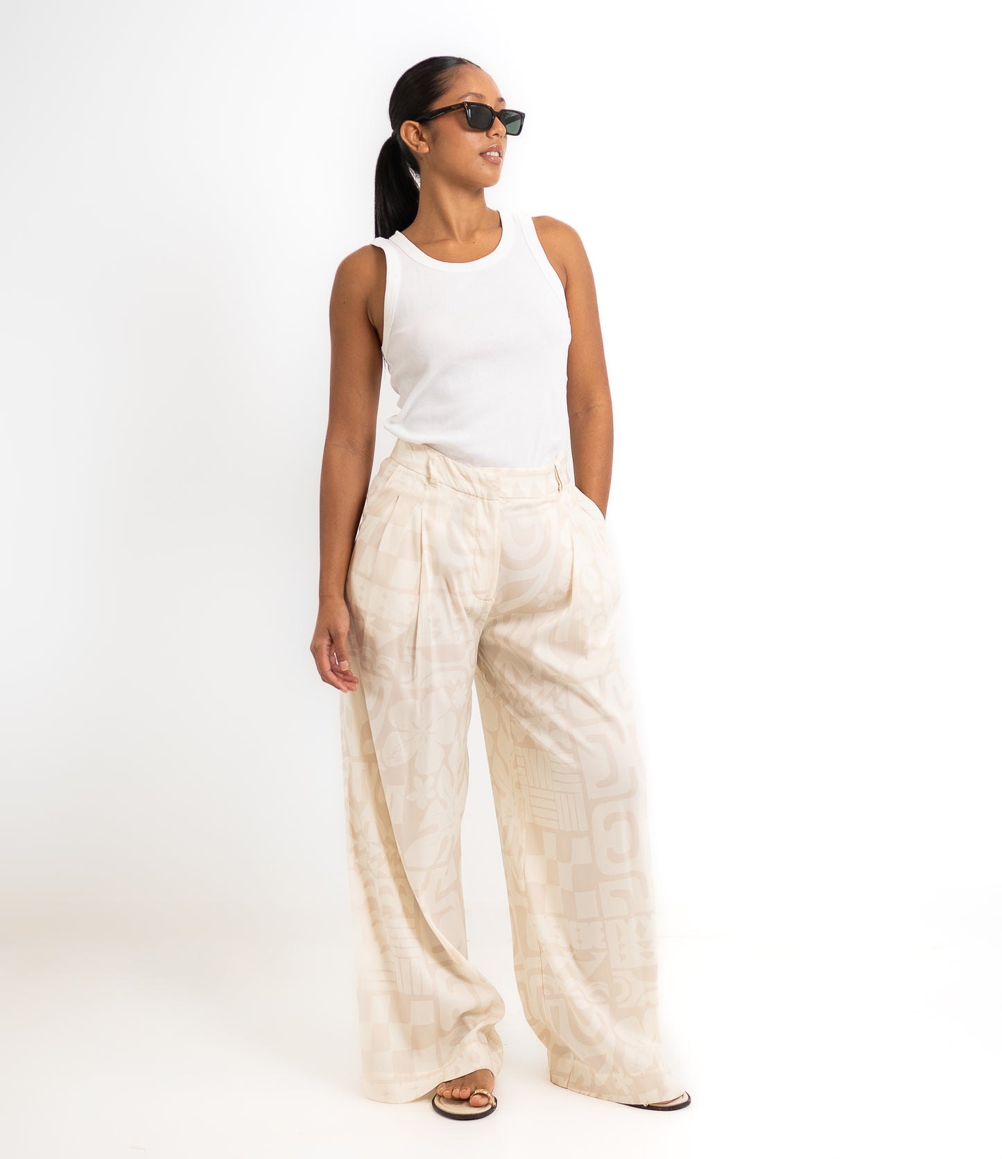 Moeana Cupro Pleat Pant - Cream