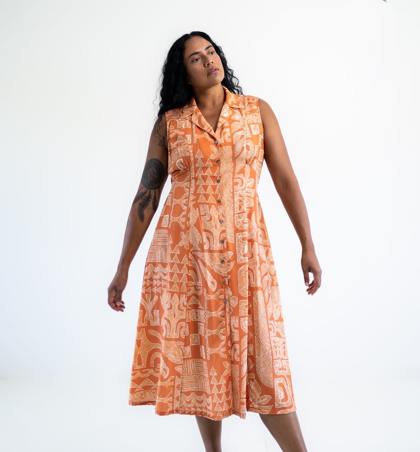 Pivai Button Dress - Clay