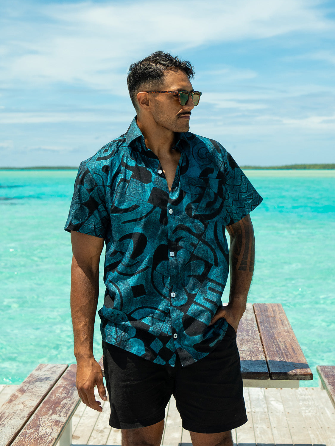 Taputu Shirt - Turquoise Pearl