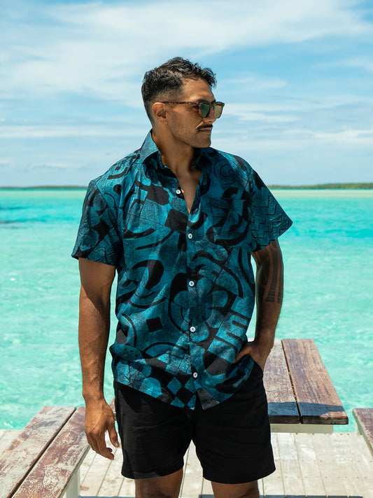 Taputu Shirt - Turquoise Pearl