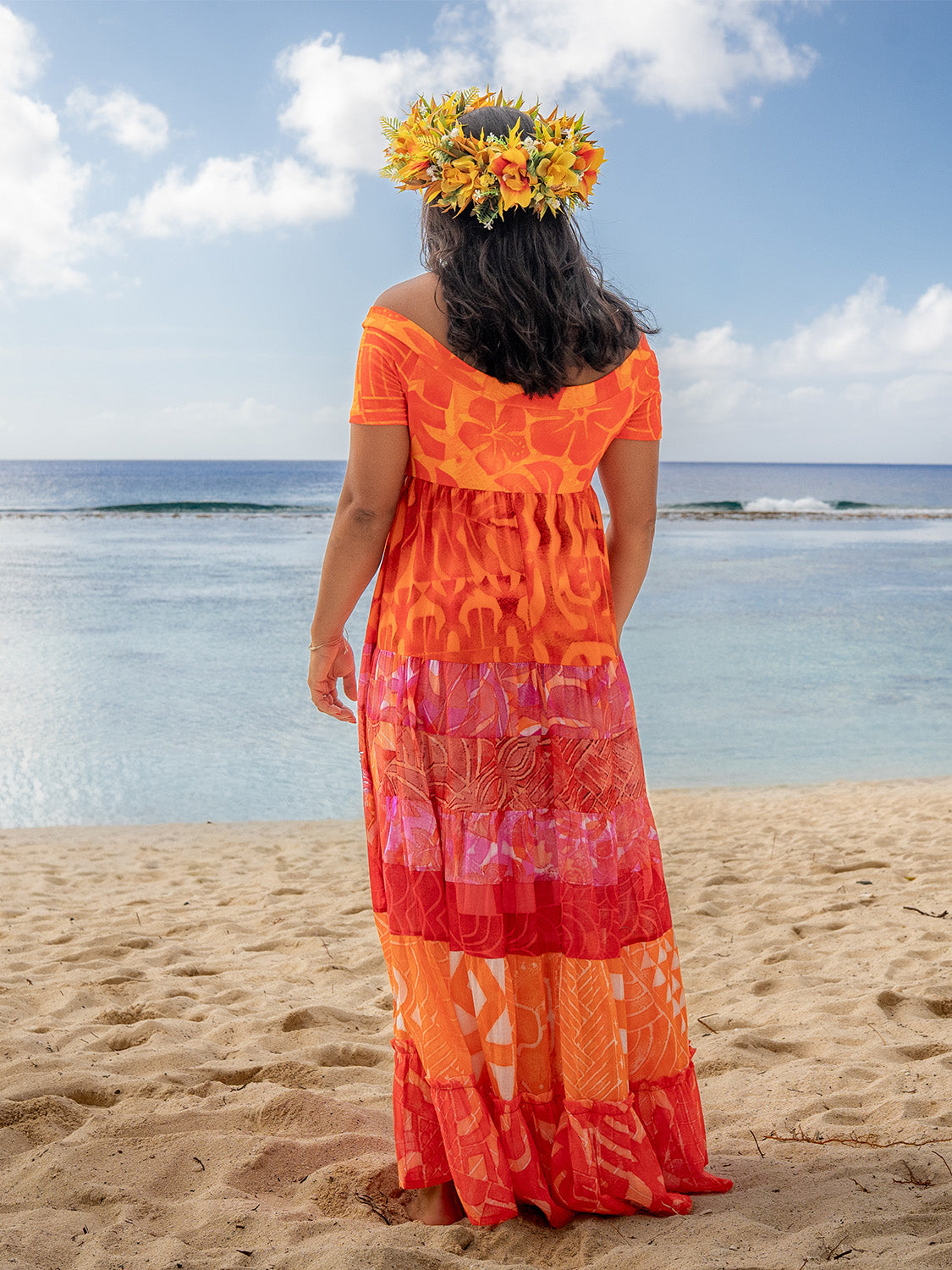 Tiare Dress Long - Tangerine